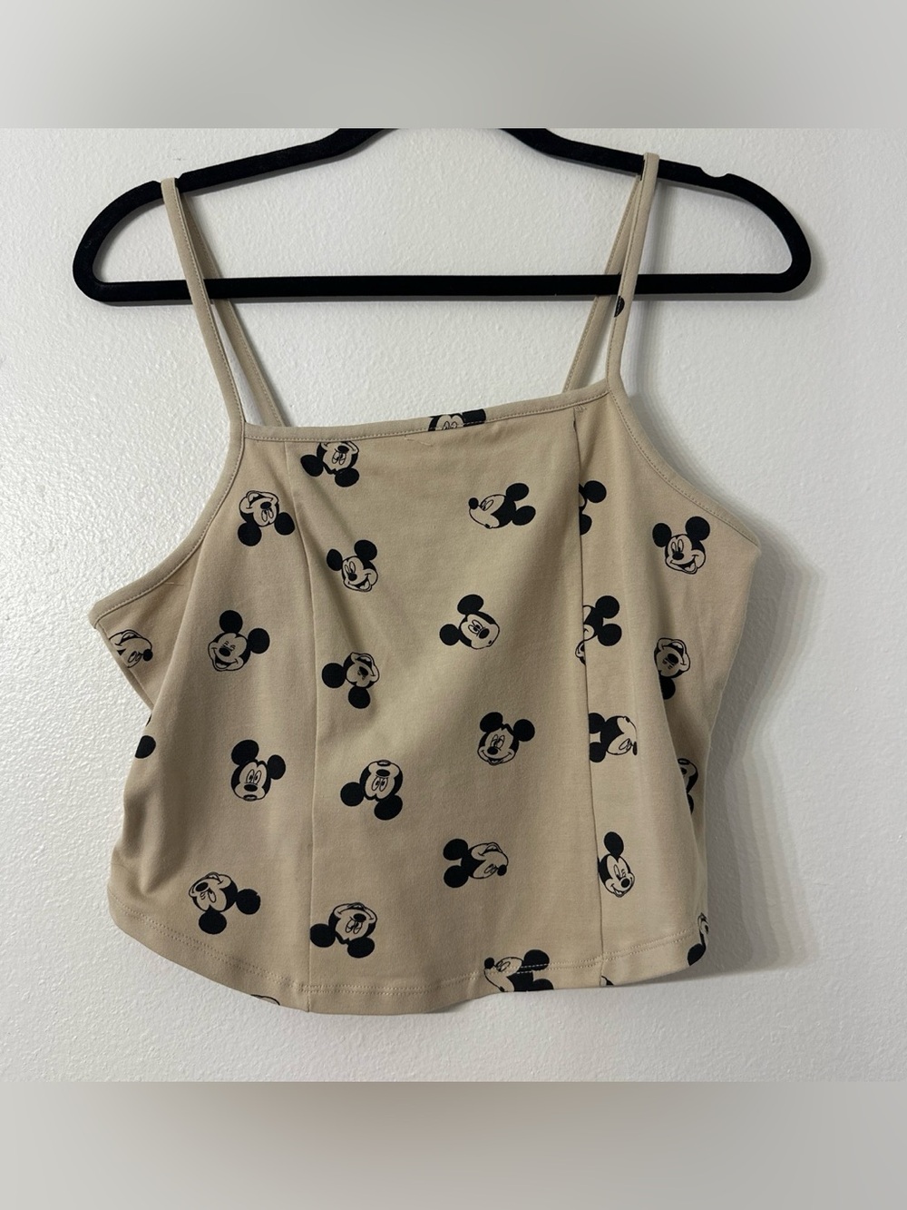 Disney Mickey Mouse black and beige tank top with black Mickey M